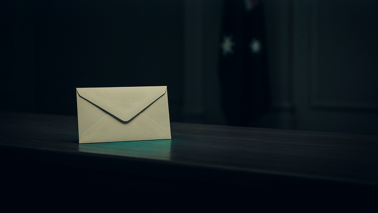 envelop on desk