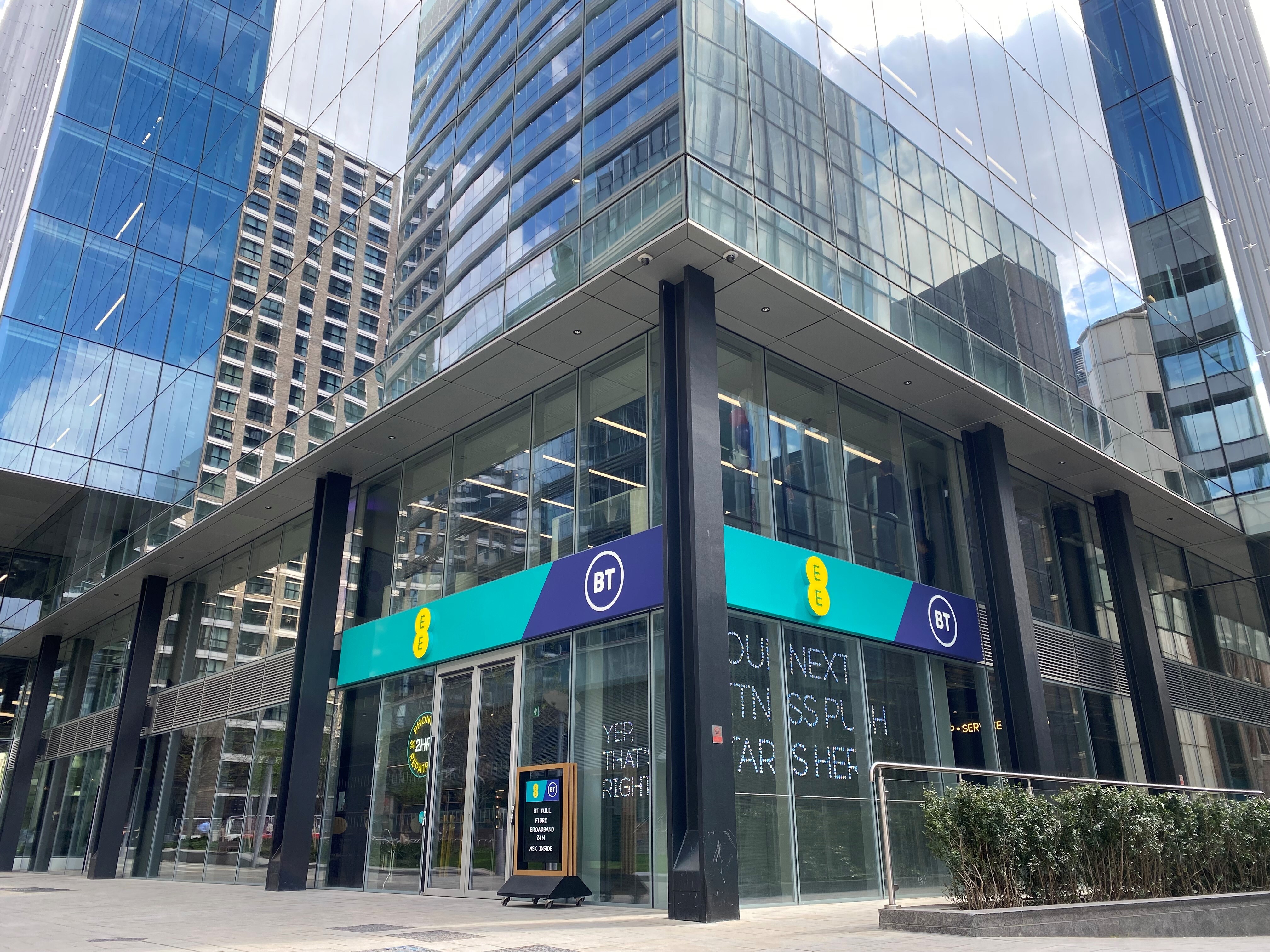 One Braham, London with BT and EE logos