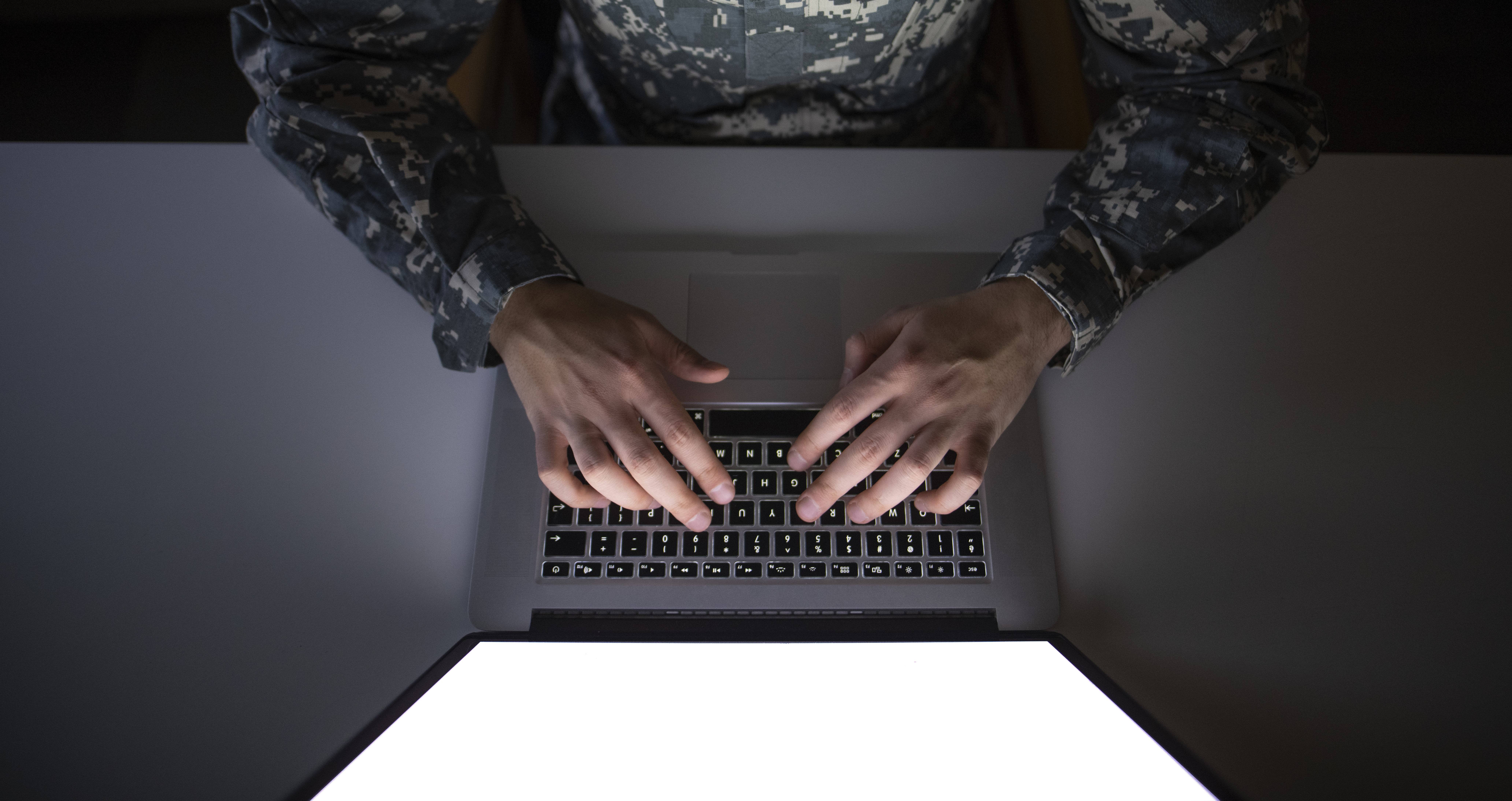 military on laptop